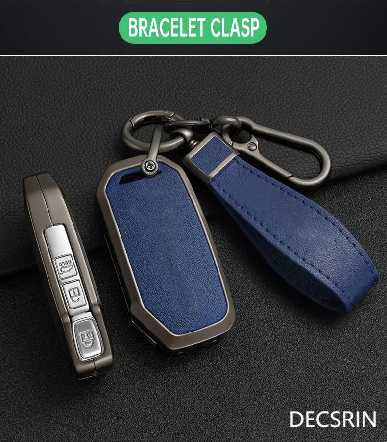 Zinklegierung + Leder Autoschlüsseletui für Kia Sportage 2023 2024 Ray Sorento Soul Telluride Cerato 2020 K5 K8 2022 Fernschlüsselhalter Image