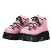 Neue Punk Stil Frauen Schuhe Lace-up ferse höhe 6CM Plattform Schuhe Frau Gothic Ankle Rock Stiefel