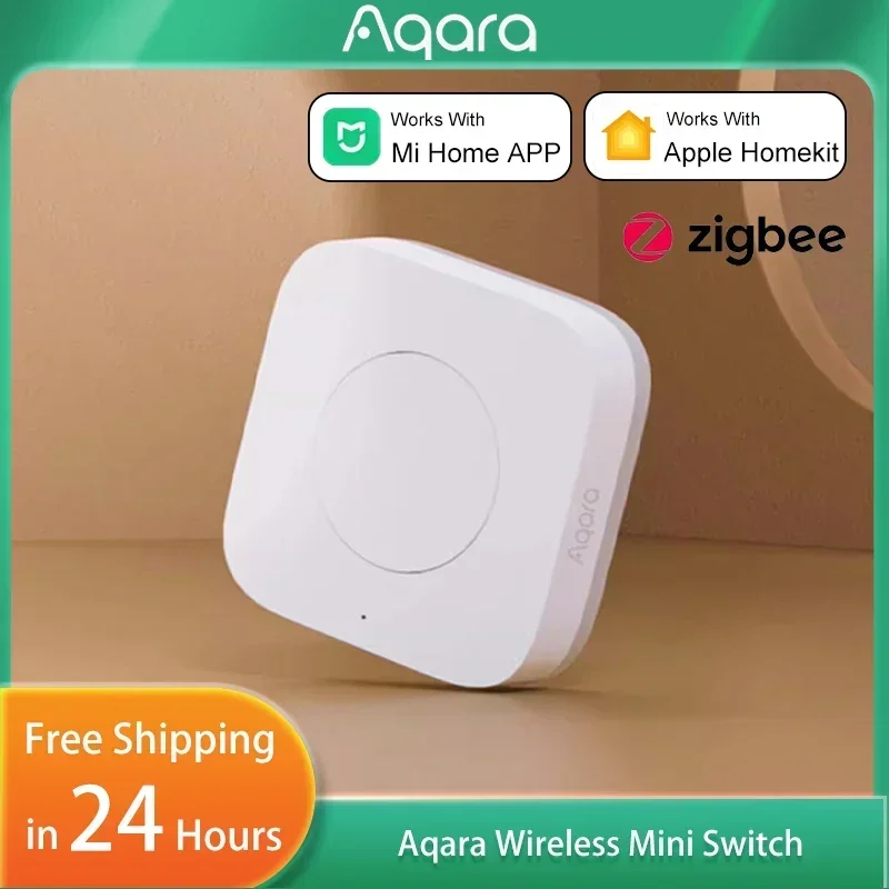 Aqara Kabelloser Mini-Schalter Zigbee-Sensor-Verbindung Intelligente Fernbedienung Ein-Tasten-Steuerung Sicherheitsknopf Kompatibel mit Mi Home APP Homekit Image
