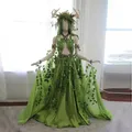 3d Blumen blätter Dubai Frauen Maxi kleider geschwollene A-Linie Ballkleider geschichtet arabisch grün Tüll lange Ballkleider Perlen Halfter