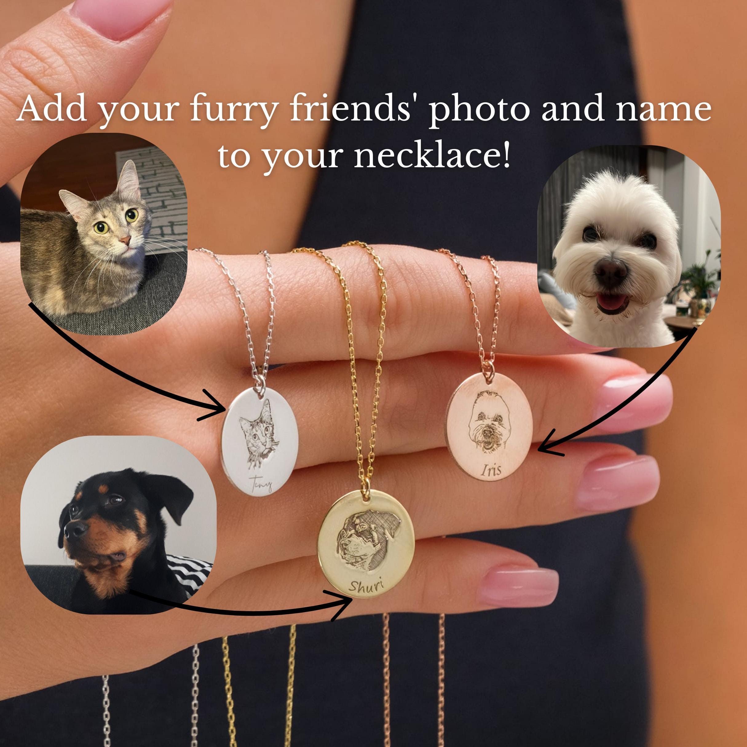 Collana con foto incisa del ritratto del cane, collana personalizzata con ritratto dell'animale domestico, gioielli commemorativi per animali domestic