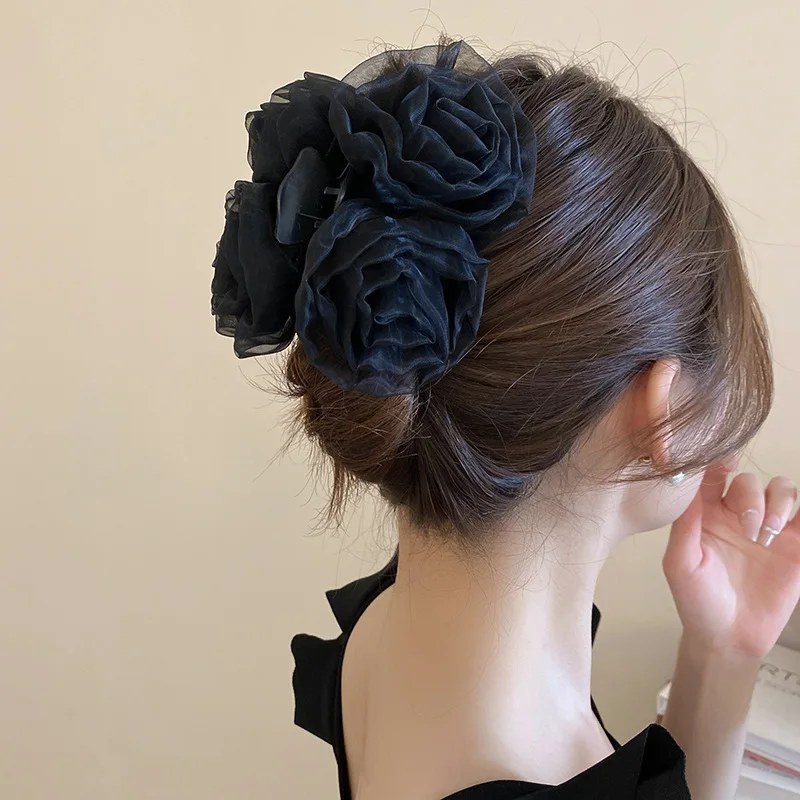 French Style Rose Net Haar klauen clip für Frauen elegante und einfache Haarschmuck modische schicke und zarte Haar klaue täglich