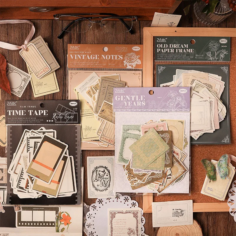 Journamm 100 teile/paket Retro Memo Pad Kreative Collage Schule Liefert DIY Scrapbooking Collage Junk Journal Deco StationeryPaper Image