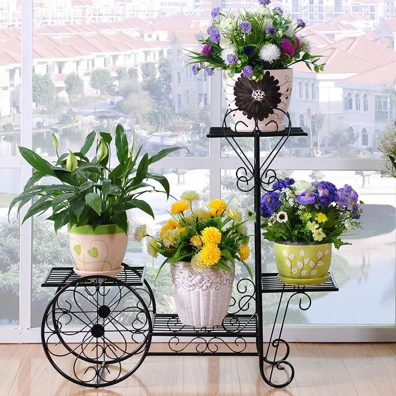 Blumenständer aus Eisen, mehrschichtig, für Wohnzimmer, Montage, Blumenständer, Balkon, Innenbereich, Blumenständer aus Eisen