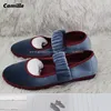 Wildleder-Mary-Jane-Schuhe mit spitzer Zehenpartie, plissiert, goldener Samt, gemischte Farben vorne, elastisches Band, lässige Wohnungen, 2025, modische Grace-Damenschuhe