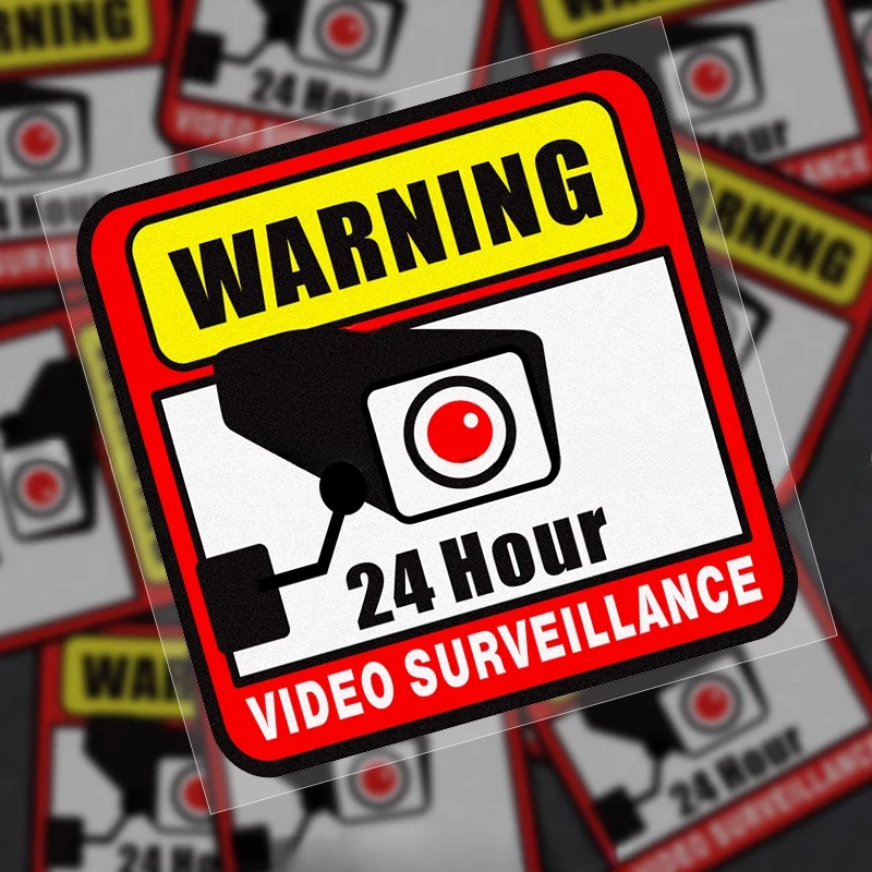 1PC 24H Video Überwachung Motorrad Aufkleber Lustige DIY Motorrad Kraftstoff Tank Roller Warnung Wasserdichte Auto Fenster Dekoration Image