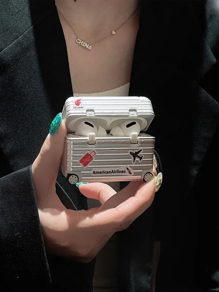 Modische Reisehülle, Kopfhörerhülle für Airpods, silberne Kopfhörer-Schutzhülle, mobiles Zubehör, Anti-Fall-Schutzhülle Image
