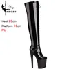 Neue Sexy 20 cm Super Heels Over-the-Knie Oberschenkel Hohe Stiefel Herbst Club Nachtclub Schuhe Plattform frauen lange Stiefel Pole Dance Schuhe
