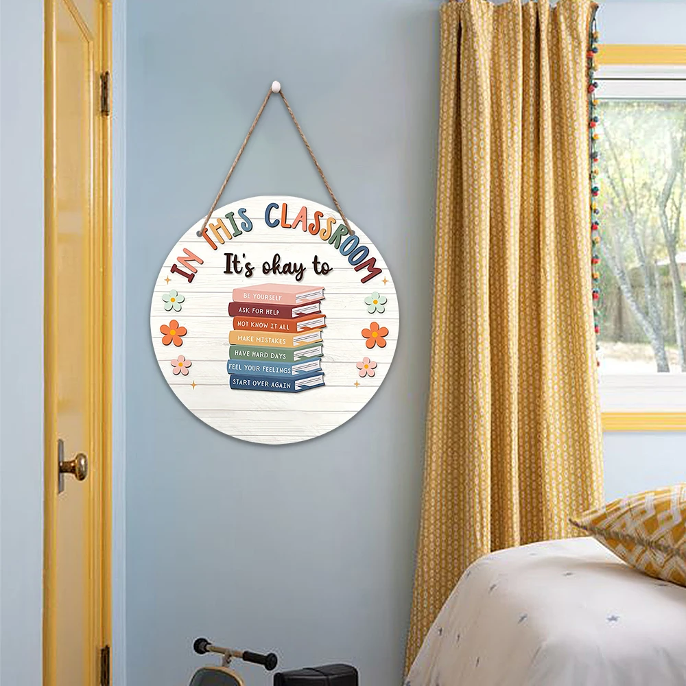1pc Holz Innen warm Slogan hängen Zeichen, eine gute Lernumgebung und Atmosphäre zu schaffen, geeignet für die Schul dekoration,