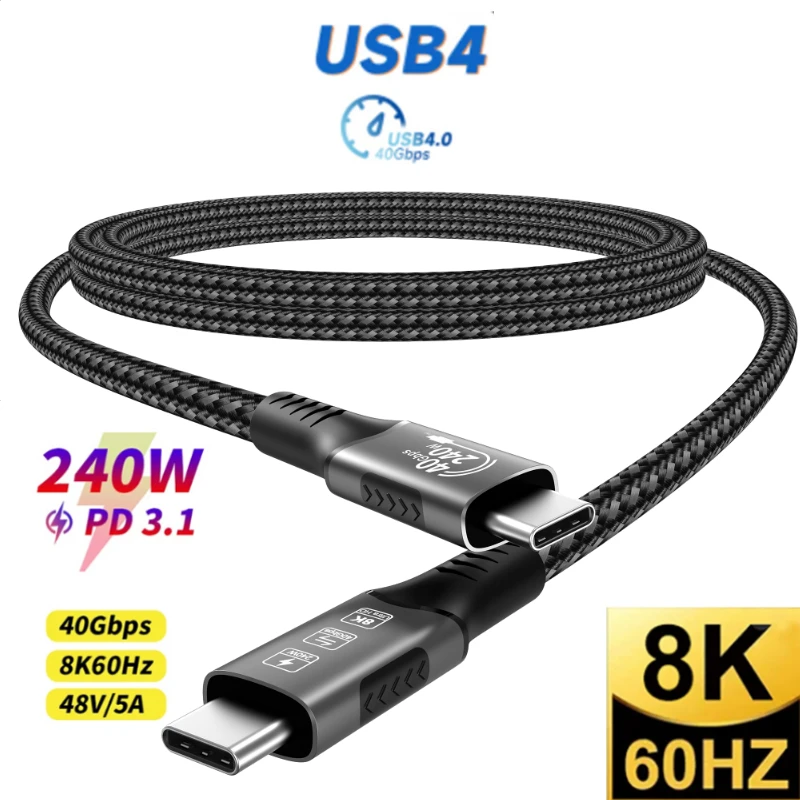 240 W USB4-Kabel für Thunderbolt3/4 8 K 60 Hz Datenübertragungskabel 40 Gbit/s HD-Videoübertragung für Laptop iPhone iPad MacBook PS5 Image