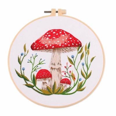 Mushroom Embroidery Kits for Beginners with Art Night Pattern,Adults Starter Cross Stitch Kit DIY Needlepoint Kits