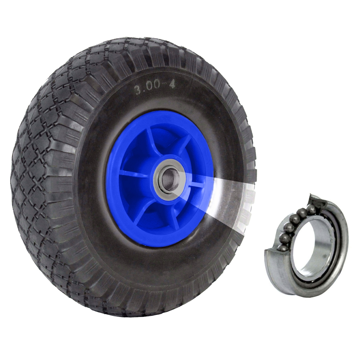 Baumarktplus Sackkarrenrad Luftrad 260x85 mm 3.00-4 60 mm versetze Nabe Ø 20 mm blau robustes 4 PR Gewebe Image