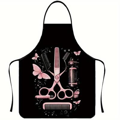 TEMU 1pc Pink Hairdresser Apron With - Adjustable Polyester, Salons, Kitchens & Nail Shops Image