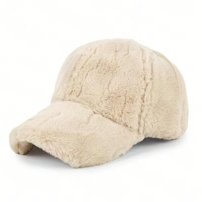 TEMU 1pc Winter Warm Wool Velvet Hat - Adjustable Beanie For Outdoor Sports & Christmas, Soft Solid Color Casual Cap (black/beige/white), Winter Hat, Festive Headwear, Cozy Headgear Image