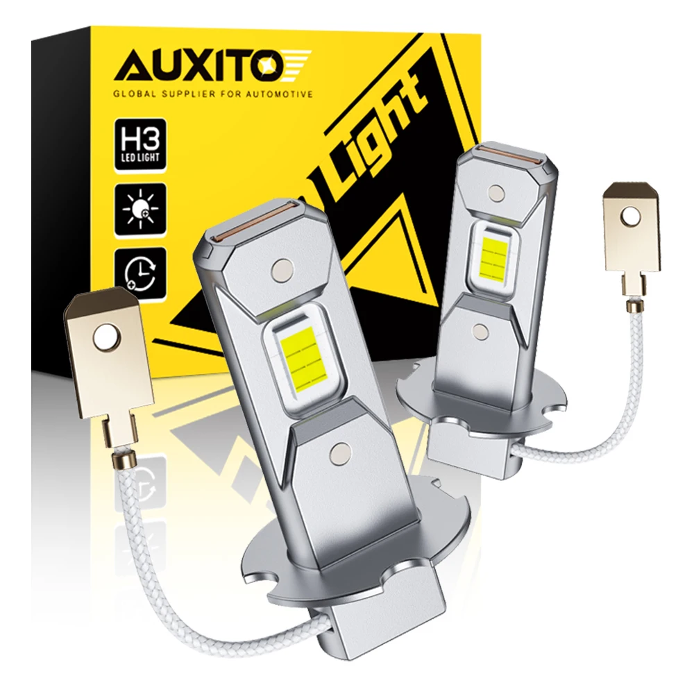 2 pezzi AUXITO H3 lampadina a LED fendinebbia senza ventola mini lampada automatica DRL luce di marcia diurna 1:1 dimensioni 6500K bianco 3000K giallo 12V Canbus