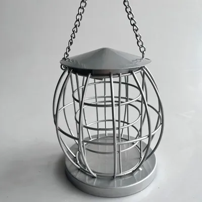 Outdoor Caged Wild Bird Hanging Feeder with Chain Multipurpose Anti Squirrel Design for Courtyards 10.5x13.8cm Nut Dispenser