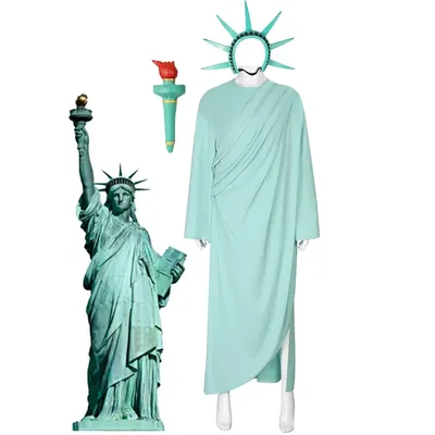 Freiheitsstatue Cosplay Erwachsene Lady Liberty Kostüm Grüne Frauen Patriotische Sammlung Halloween Party Kostüm Kopfbedeckung Image
