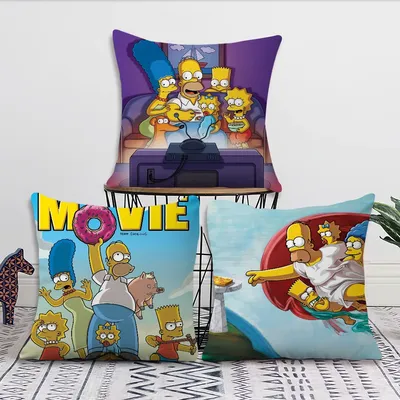 Cartoon Die S-Simpsons Kissen Fall Wohnzimmer Hause Sofa Büro Shop Abdeckung Druck Komfort Image