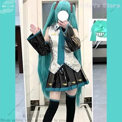 Mikuku Cosplay Anime Spiel PJSK mikku Projekt Sekai Bunte Bühne Cosplay Kostüm Perücke Schuhe Kopfbedeckung Halloween Party Täglich Image