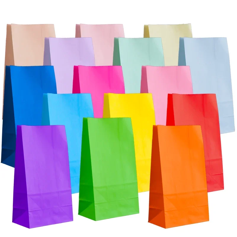 10 Stück Papier-Partygeschenktüten, kleine Geschenktüten in 9 Farben, 9,2 x 5,2 x 3,2 Goodie-Beutel, umwickelte Leckerli-Beutel für Geburtstage, Image