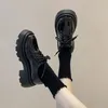 Frauen Schuhe Plattform Wohnungen Herbst Schwarz Faulenzer Mode Bequeme Leder Schuhe Lace-up Outdoor Casual Oxfords Zapatos Mujer