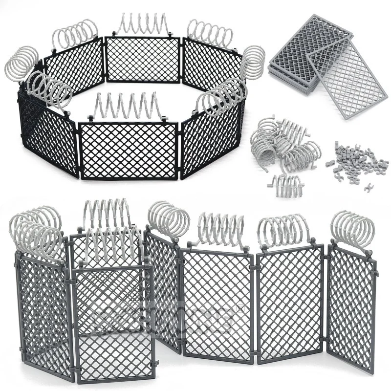 MARUMINE 60PCS MOC Militär Bausteine Penitentiary Set Polizei Ziegel Zubehör Schutznetz Draht Mesh Wand Isolierung Image