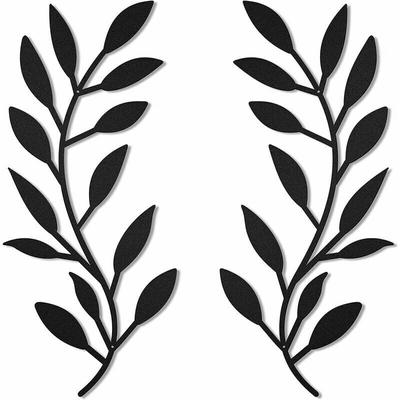 2 Stück Wanddekoration, Metallblatt, Ranken, Olivenzweig, Blatt, Wandkunst, Wohnzimmer, Image