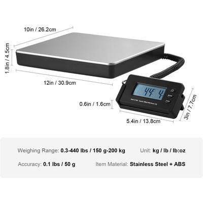 Mophorn - Digitale Versandwaage von 440 lbs x 1,7 oz, ac/dc, lcd für Postpakete