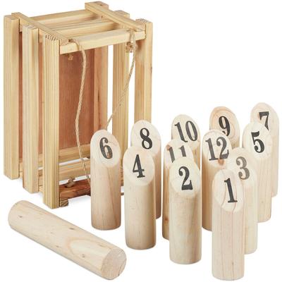 Relaxdays Kubb, mit Transportbox, finnisches Wurfspiel, Erwachsene & Kinder, Wikinger Spiel, für Image