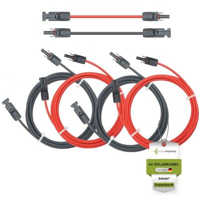 Solarkabel Doppelpack 4x PV-Kabel 4mm² H1Z2Z2-K Schwarz & Rot mit Solarstecker 4x 1m 4mm² Image