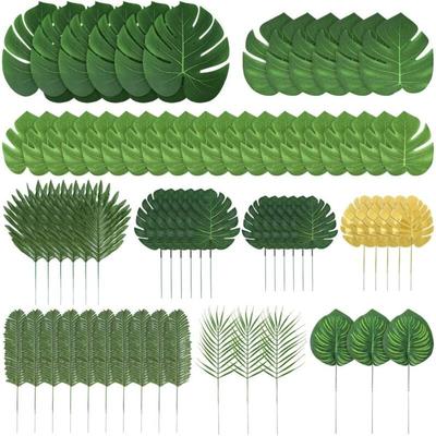 70 Stück 10 Arten künstlicher Palmenblätter, tropische Blätter, Dekorationen für Dschungel, Strand, Image