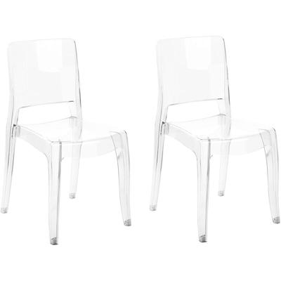 Stuhlset 2 Stühle Transparent Kunststoff robuste Rückenlehne Armlos Stapelbar modernes Design Image