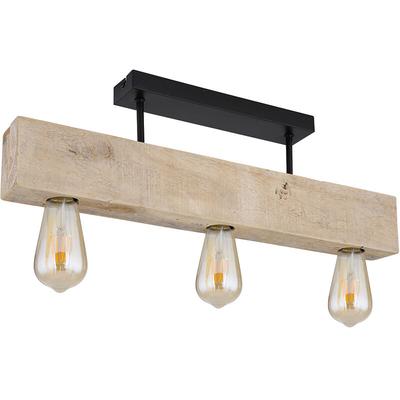 Etc-shop - Deckenleuchte Holzlampe Wohnzimmerlampe Vintage Deckenlampen Holzleuchte 3 flammig, Image