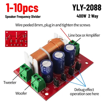 YLY-2088 2 Way HiFi Speaker Audio Frequency Divider Crossover Filters Module 400W Adjustable Full