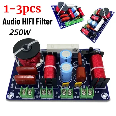 250W 3 Way Crossover Filter Module Audio Speaker Frequency Divider Adjustable Treble/Alto/Bass Audio