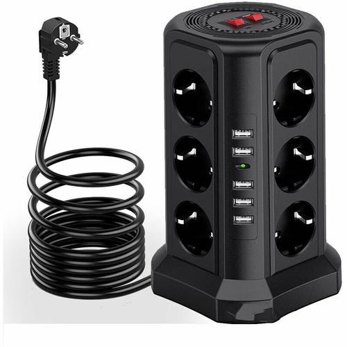 Dpzo - jamais UTILISÉ]Tour multiprise parafoudre et surtension, Multiprise Electrique avec 5 Ports