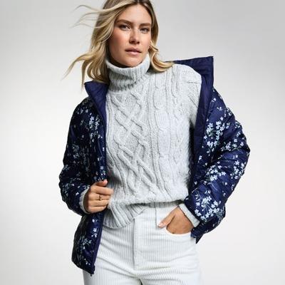 Wanderweight Down Ultralight Packable Reversible Jacket, Women, size: 16-18, regular, Blue, Nylon, by Lands' End