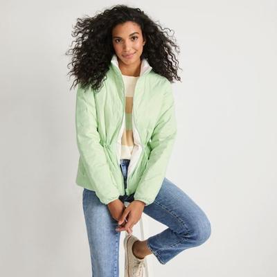 Wanderweight Down Ultralight Packable Reversible Jacket, Women, size: 10-12, regular, Green, Nylon, by Lands' End