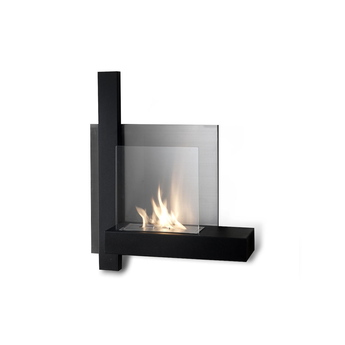 Stones Chassis - Wandbiokamin aus schwarzem Metall Image
