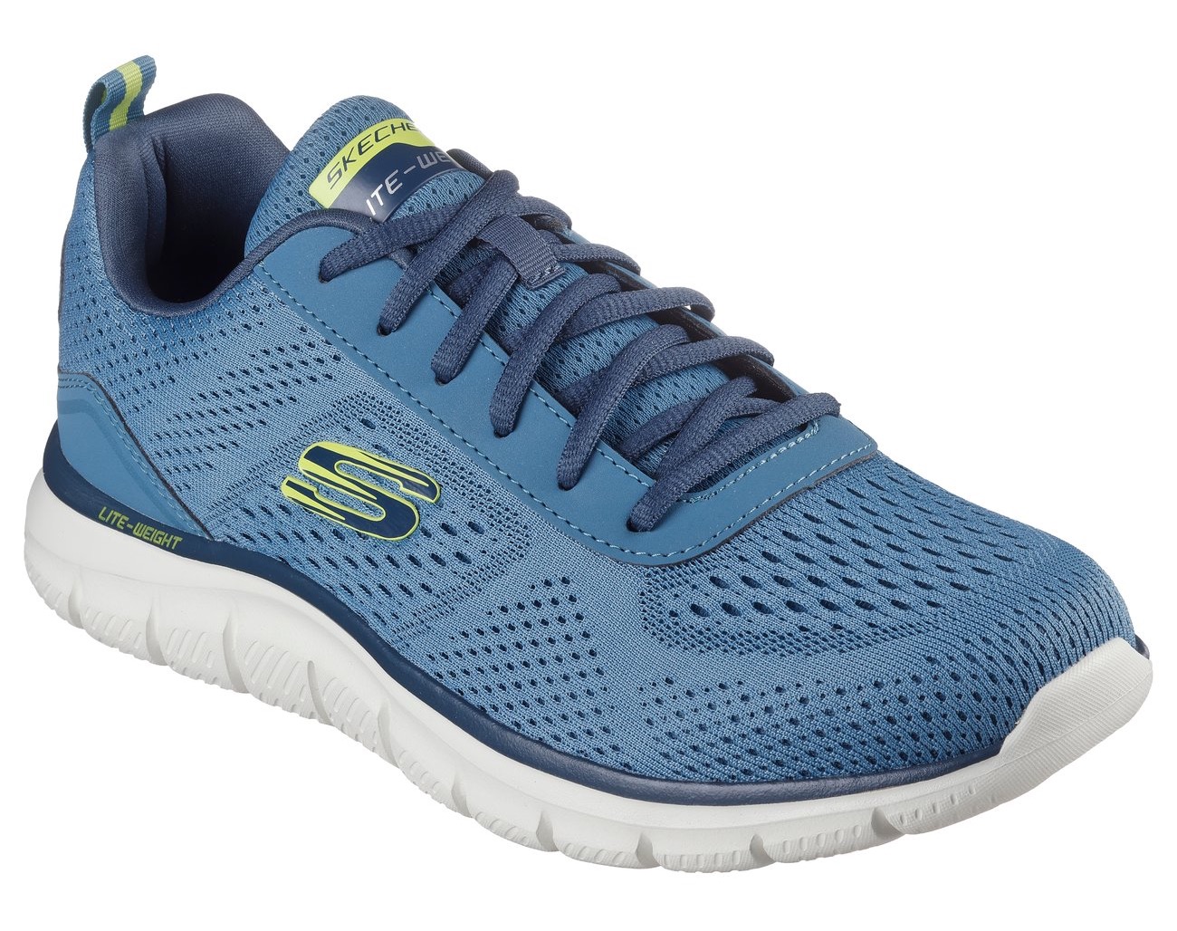 Schnürschuh SKECHERS "TRACK-LESHUR", Herren, Gr. 48,5, blau, Lederimitat, Textil, Schuhe Schnürschuh, Freizeitschuh, Trainingsschuh im Materialmix