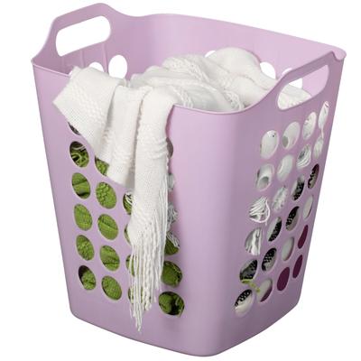 Flexible Plastic Laundry Basket - Square Storage Hamper with Side Handles for Easy Carrying - 50 Litter
