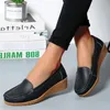 Echtes Leder Mode Keil Frauen Wohnungen Retro Schuhe Frau Slip Auf Frauen Schuh Mokassins Komfortable Tenis Feminino Plus Größe