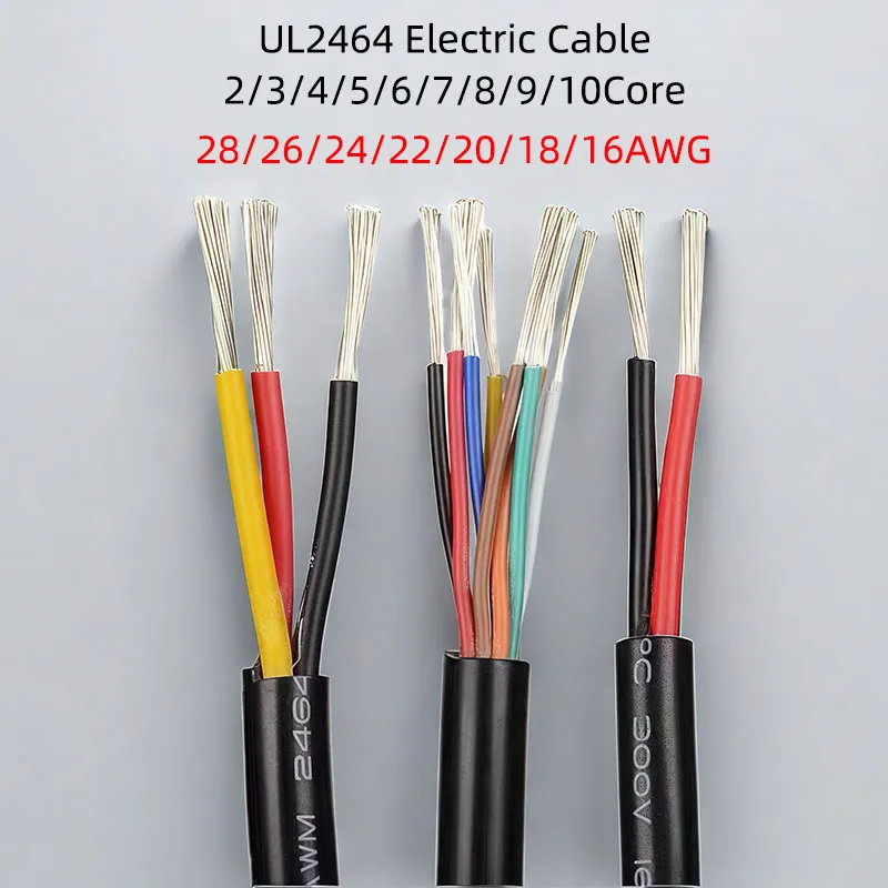 1/5/10M UL2464 Elektrokabel Mehrfarbiger Kern 2/3/4/5/6/7/8/9/10Core 28/26/24/22/20/18/16/14 AWG verzinnter Kupfer-PVC-Manteldraht Image