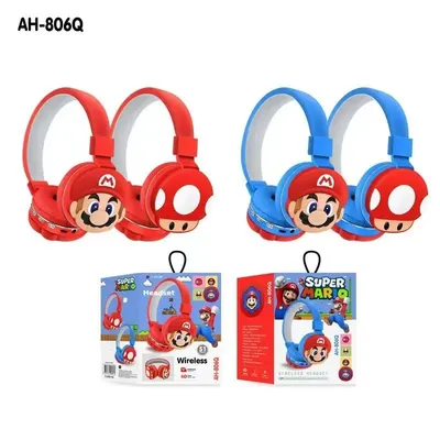 Super Marios Bros Wireless Bluetooth Headphones Children's Headwear Cute Cartoon Wireless Headset Birthday Gift for Kids Adults