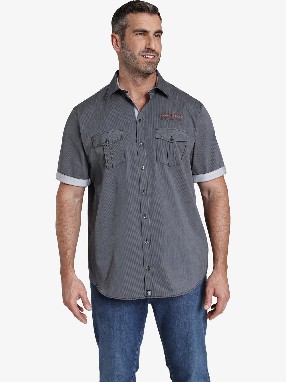 Jan Vanderstorm Hemd Herren Comfort Fit Baumwolle schwarz, 6XL Image