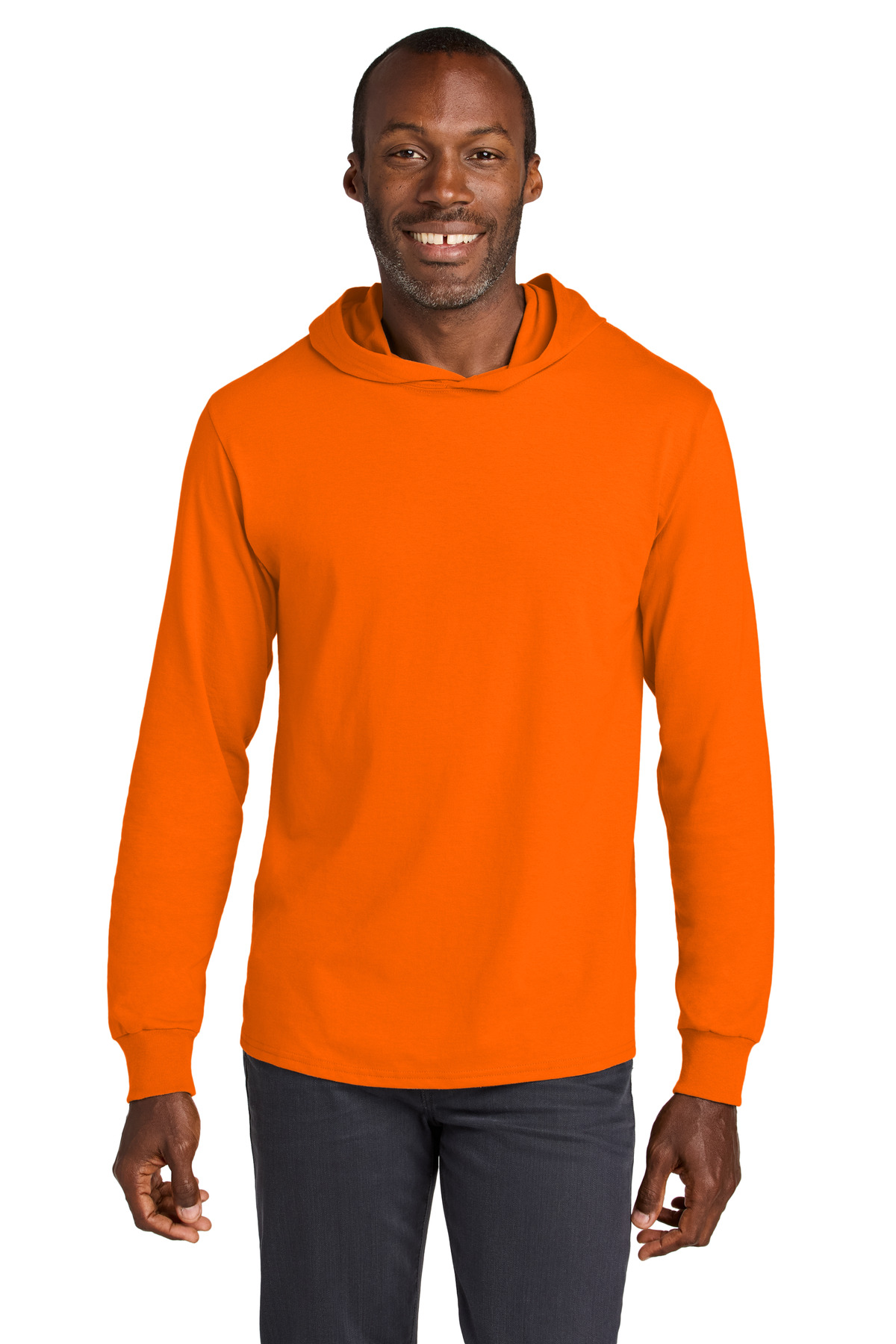 Jerzees 363LH Classics Cotton Long Sleeve Hooded T-Shirt in Safety Orange size XL