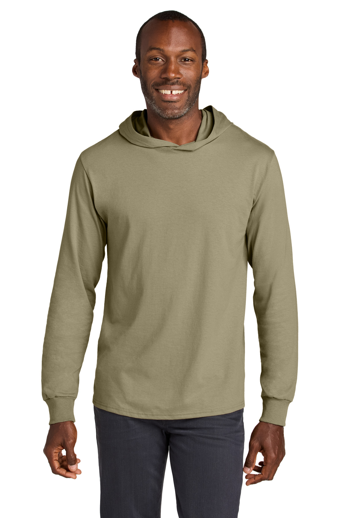 Jerzees 363LH Classics Cotton Long Sleeve Hooded T-Shirt in Khaki size 3XL