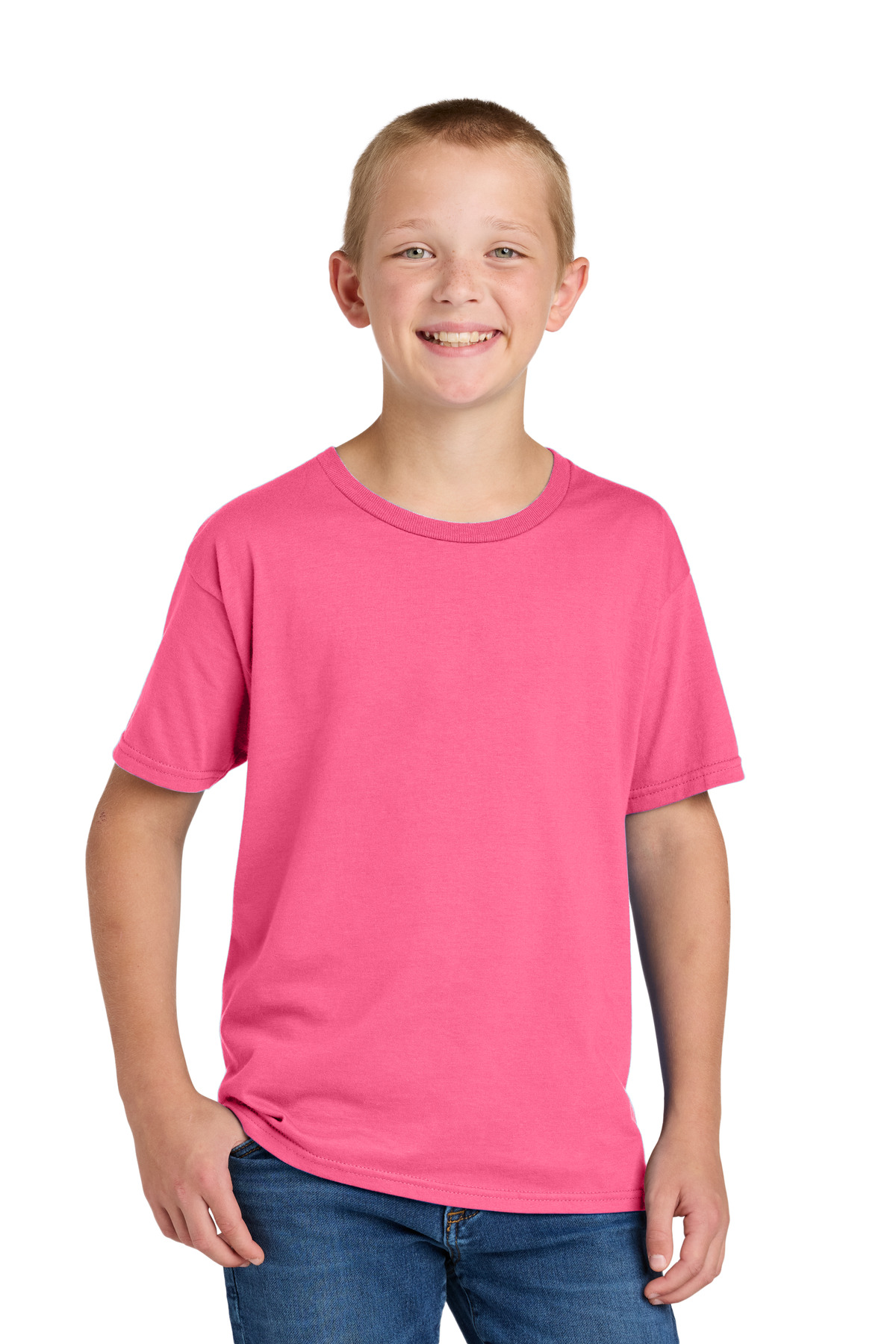 Jerzees 363Y Classics Youth Cotton T-Shirt in Neon Pink size XS