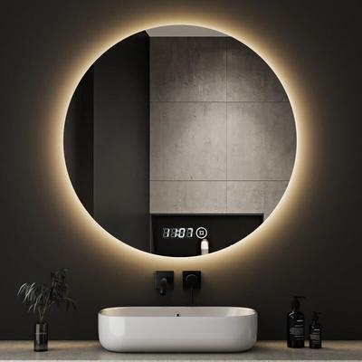 Boromal - led Badspiegel Rund mit Beleuchtung und Uhr 70x70cm led Spiegel Rund mit Uhr led Spiegel Image
