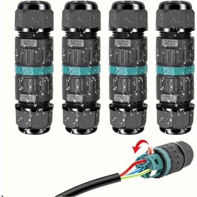 4 Stück wasserdichter elektrischer Steckverbinder IP68 – 3-Draht-Kabelverbindung, wasserdichte Image